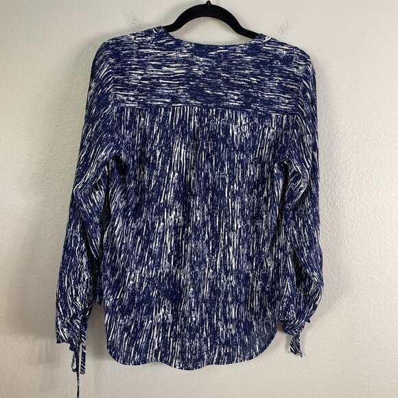 Express Blouse Womens Small Abstract Print Zip Long Sleeve Top Polyester - Picture 9 of 10